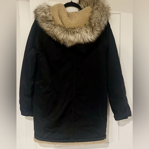 Free People Black Oversized Whistler Winter Parka with Faux Fur Size XS - Picture 4 of 5